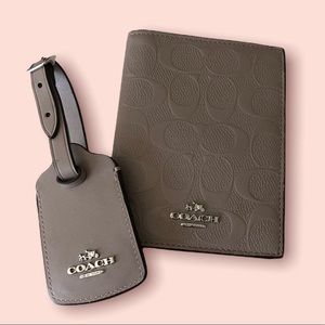 Coach Passport Cover And Luggage Tag - Taupe